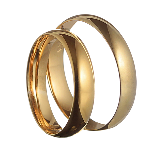 Handmade classic polished wedding rings in 4.0 mm from yellow gold K14.