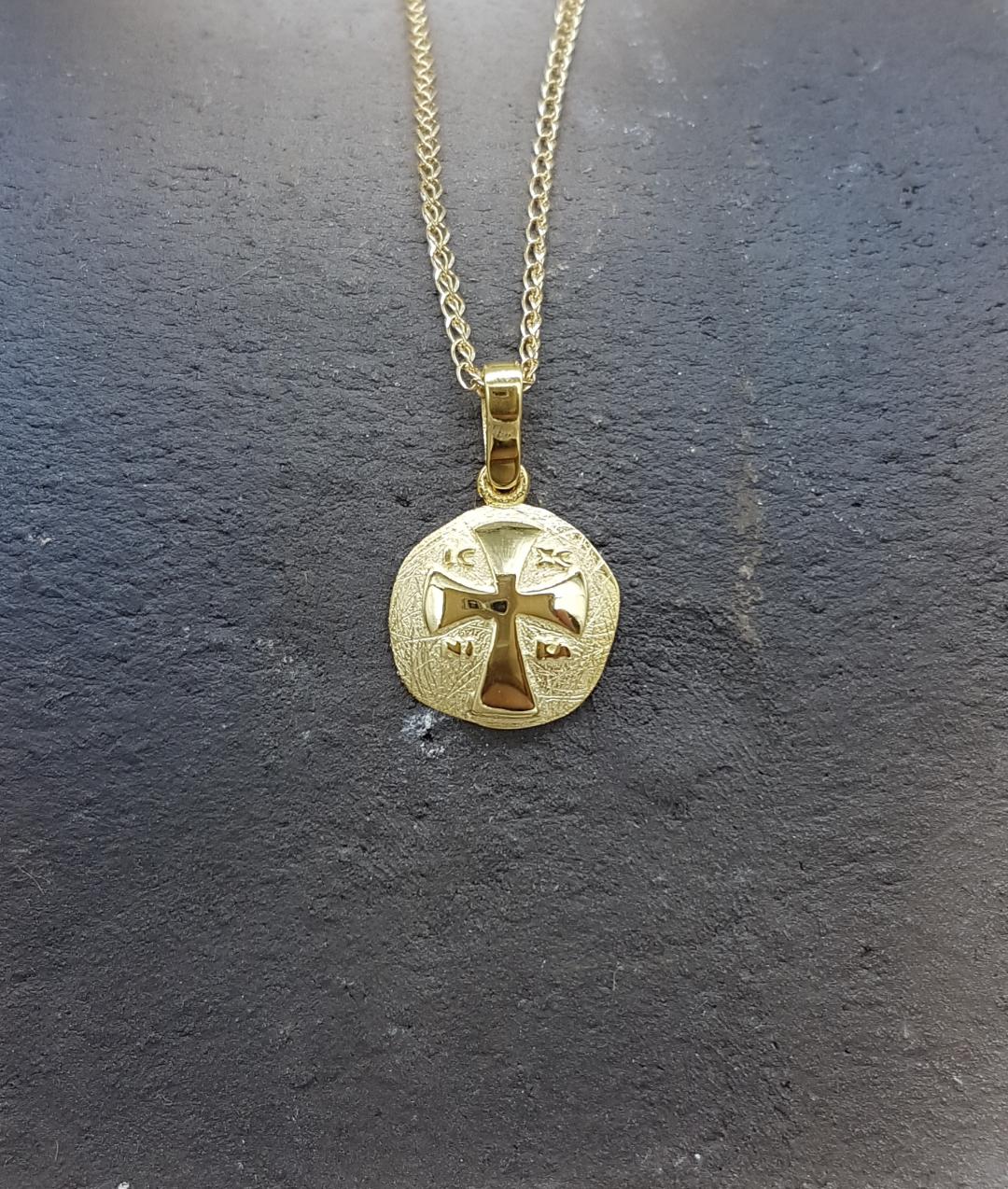 Χειροποίητο Κωνσταντινάτο διπλής όψεως από χρυσό Κ9