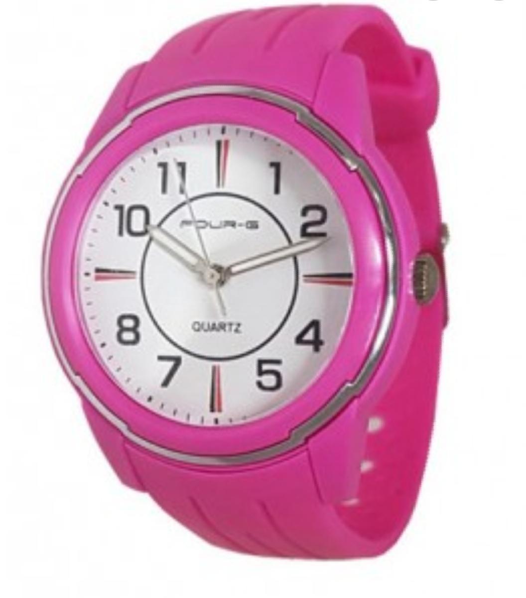 JAGA childrens watch with white dial and fuchsia rubber strap AQ33.