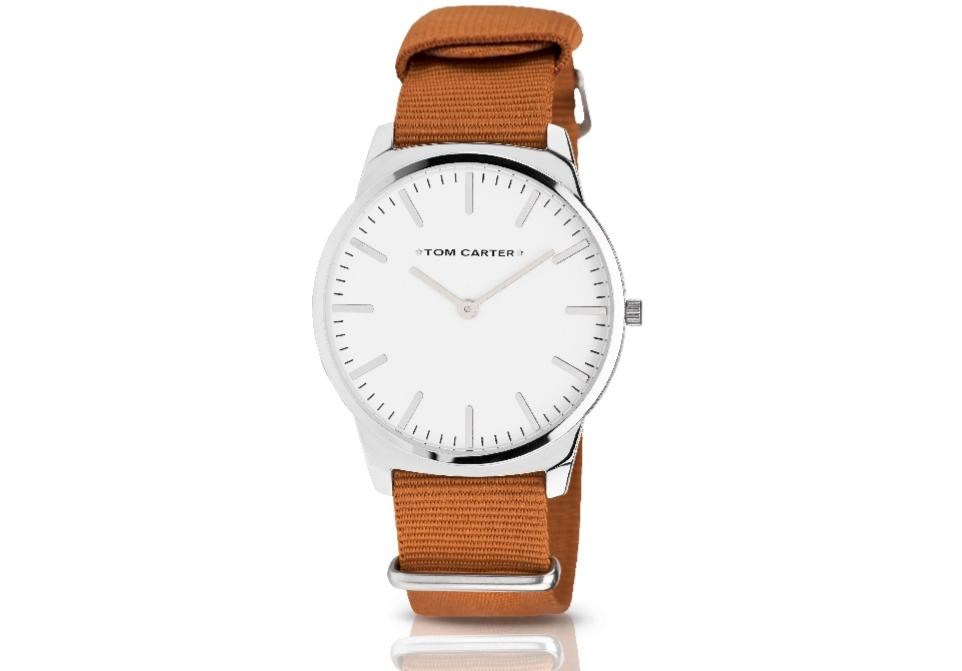 UNISEX TOM CARTER watch with silver stainless steel and fabric strap TOM608.