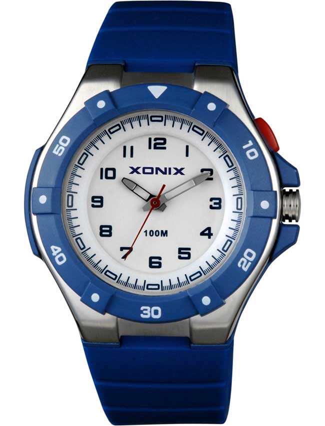 Ρολόι ΧΟΝΙΧ Blue Rubber OZ-004 με μπλε καουτσούκ λουράκι απο ανοξείδωτο ατσάλι και πλαστικό.