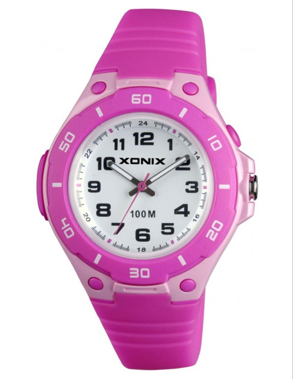 Xonix childrens watch with white dial and pink rubber strap TT-002.