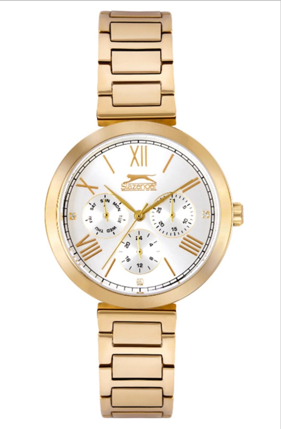 Γυναικείο Ρολόι Slazenger Multifunction Gold Stainless Steel Bracelet.