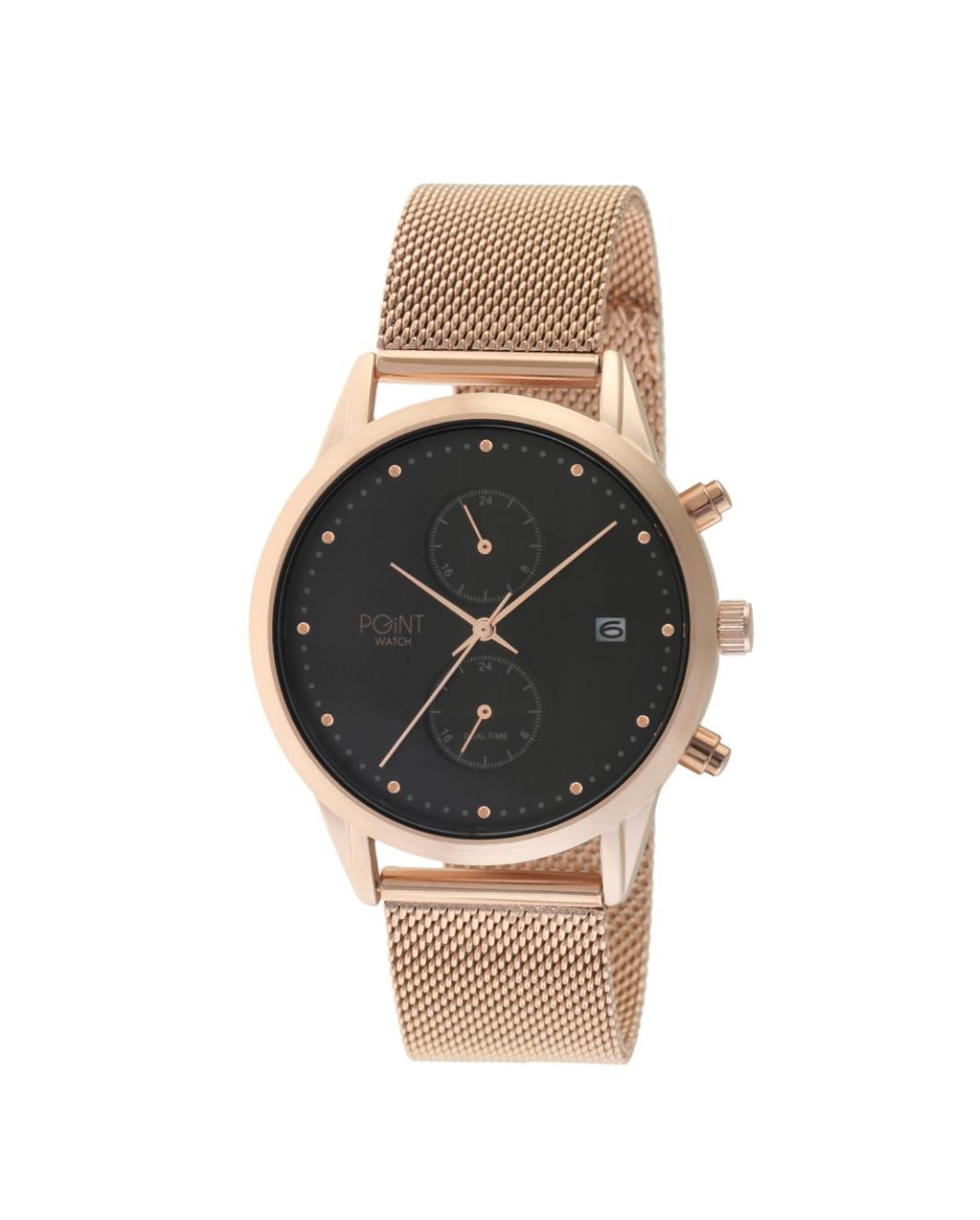 Γυναικείο Ρολόι Point Zeus Dual Time Rose Gold Stainless Steel Bracelet SK17.