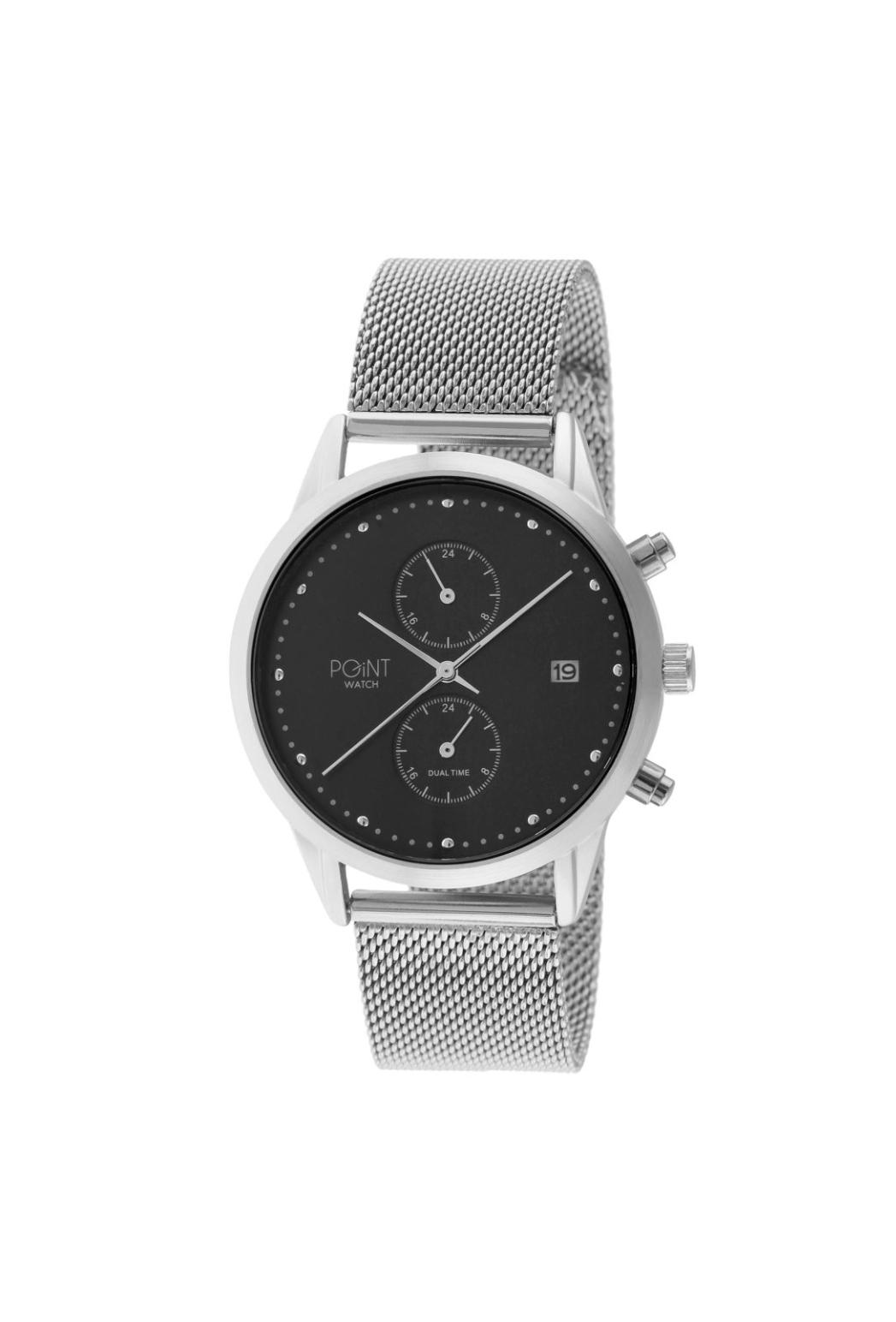Γυναικείο Ρολόι Point Zeus Dual Time Silver Stainless Steel Bracelet SK19.