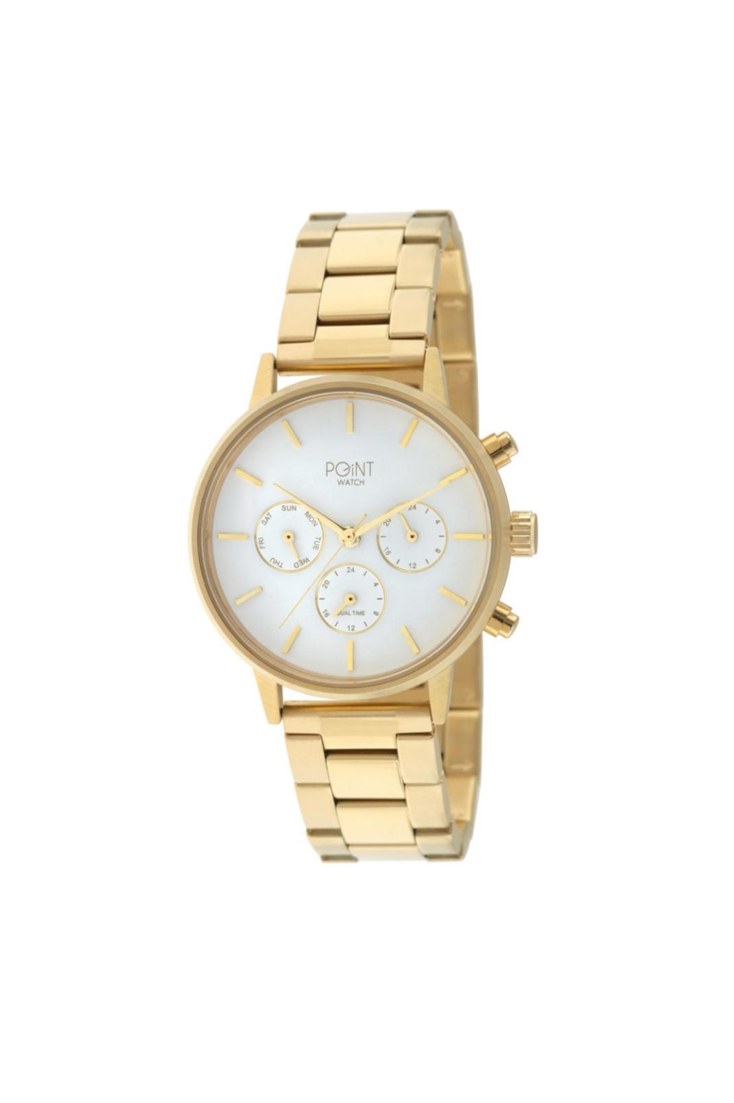 Γυναικείο Ρολόι Point Aphrodite Dual Time Gold Stainless Steel Bracelet SK38.