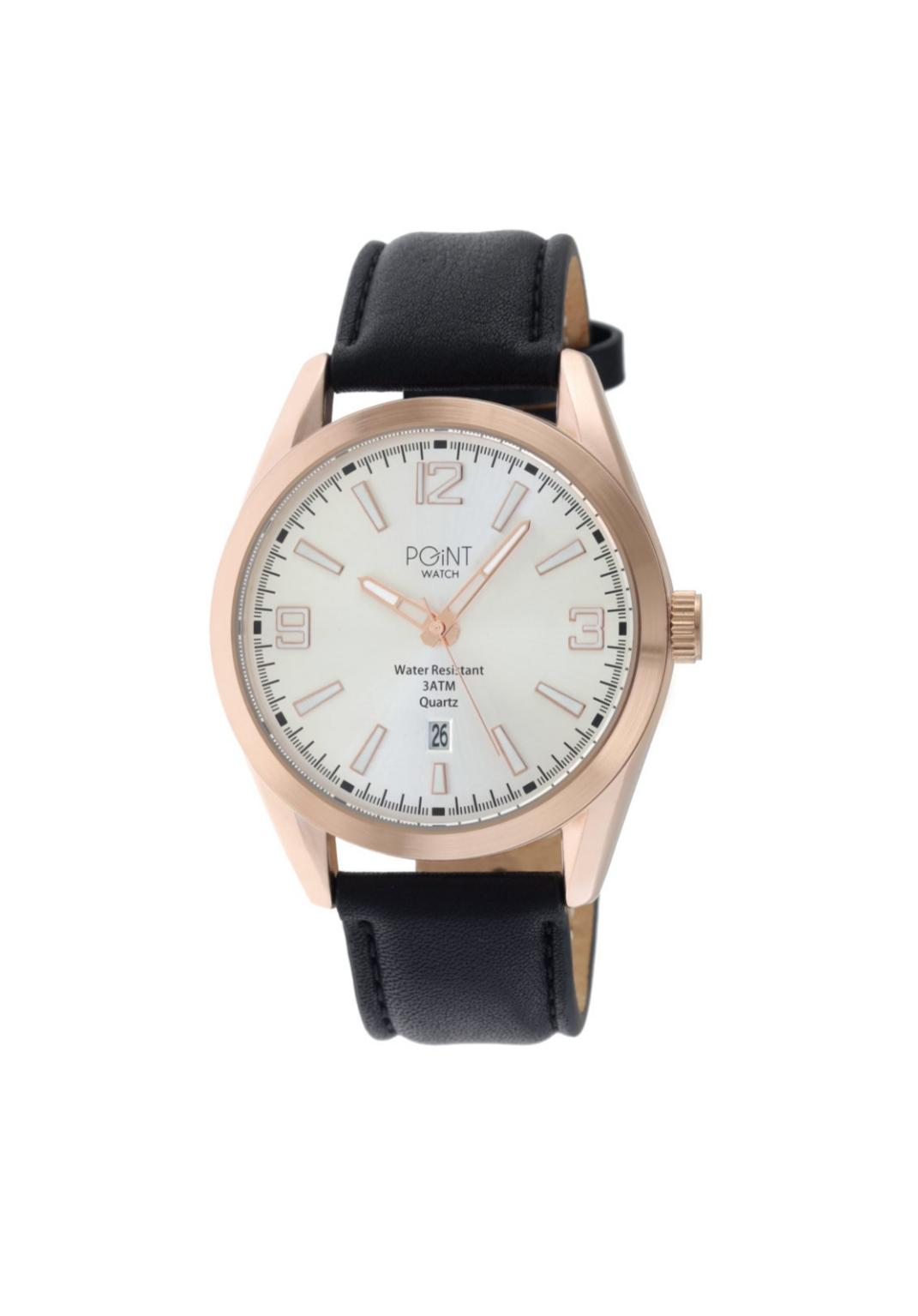 Ανδρικό Ρολόι Point Olympus Black Leather Strap SK32.