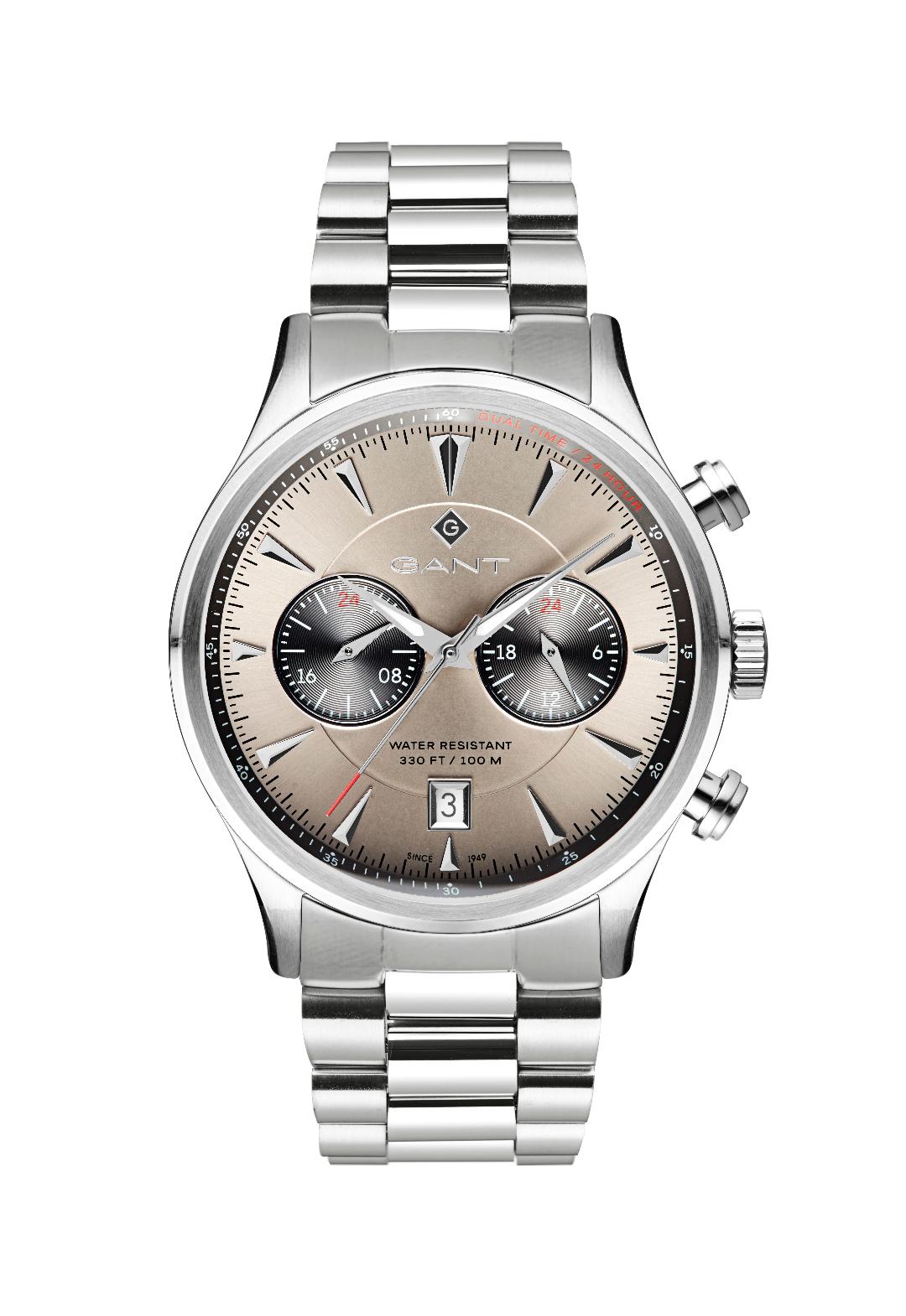 Ανδρικό Ρολόι GANT Spencer Dual Time Silver Stainless Steel Bracelet.