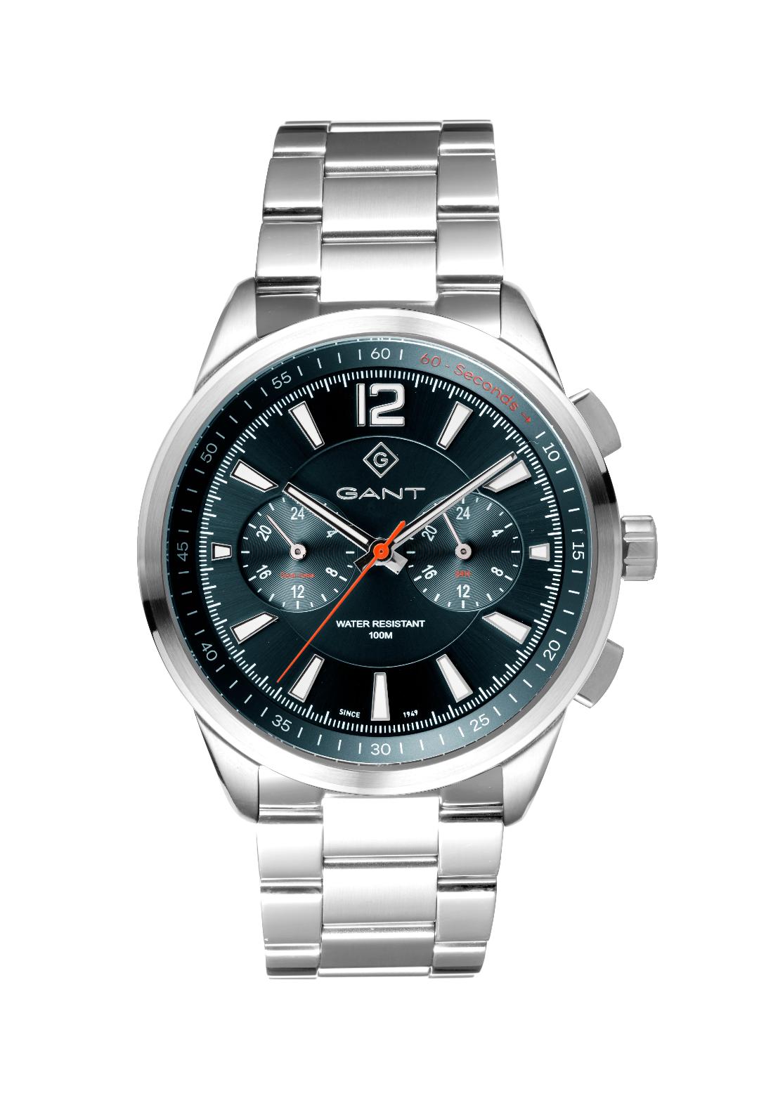 Ανδρικό Ρολόι GANT Walworth Dual Time Multifunction Silver Stainless Steel Bracelet.