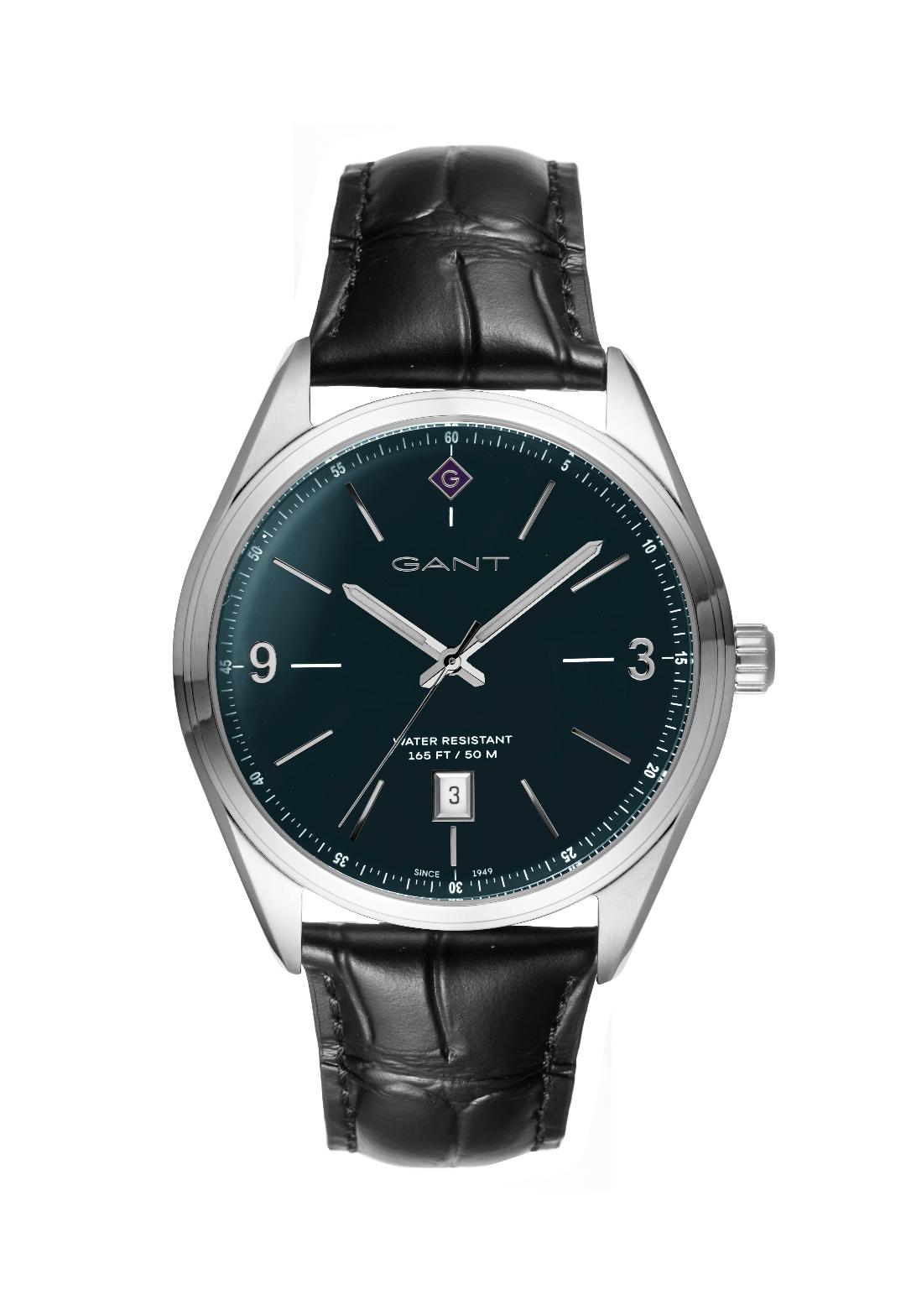 Ανδρικό Ρολόι GANT Crestwood Stainless Steel Black Leather Strap.
