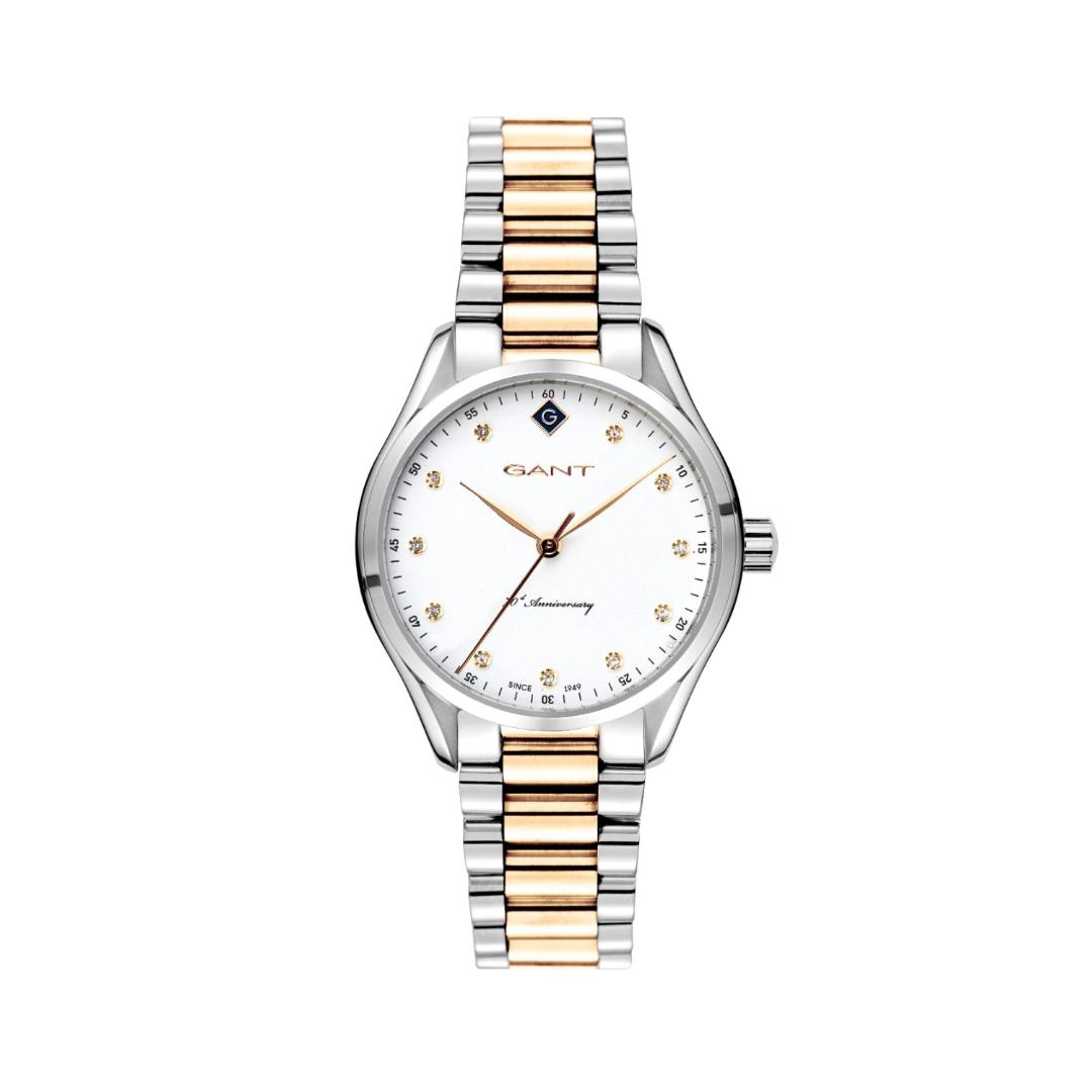 Γυναικείο ρολόι Gant Sharon 39mm με δίχρωμο μπρασελέ και λευκά ζιργκόν G139001.


