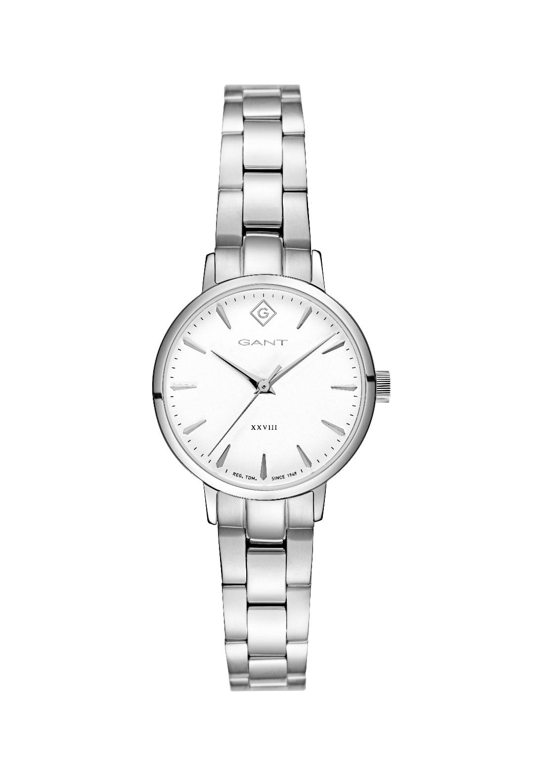 Γυναικείο ρολόι Gant από ανοξείδωτο ατσάλι με λευκό καντράν και μπρασελέ G126001.