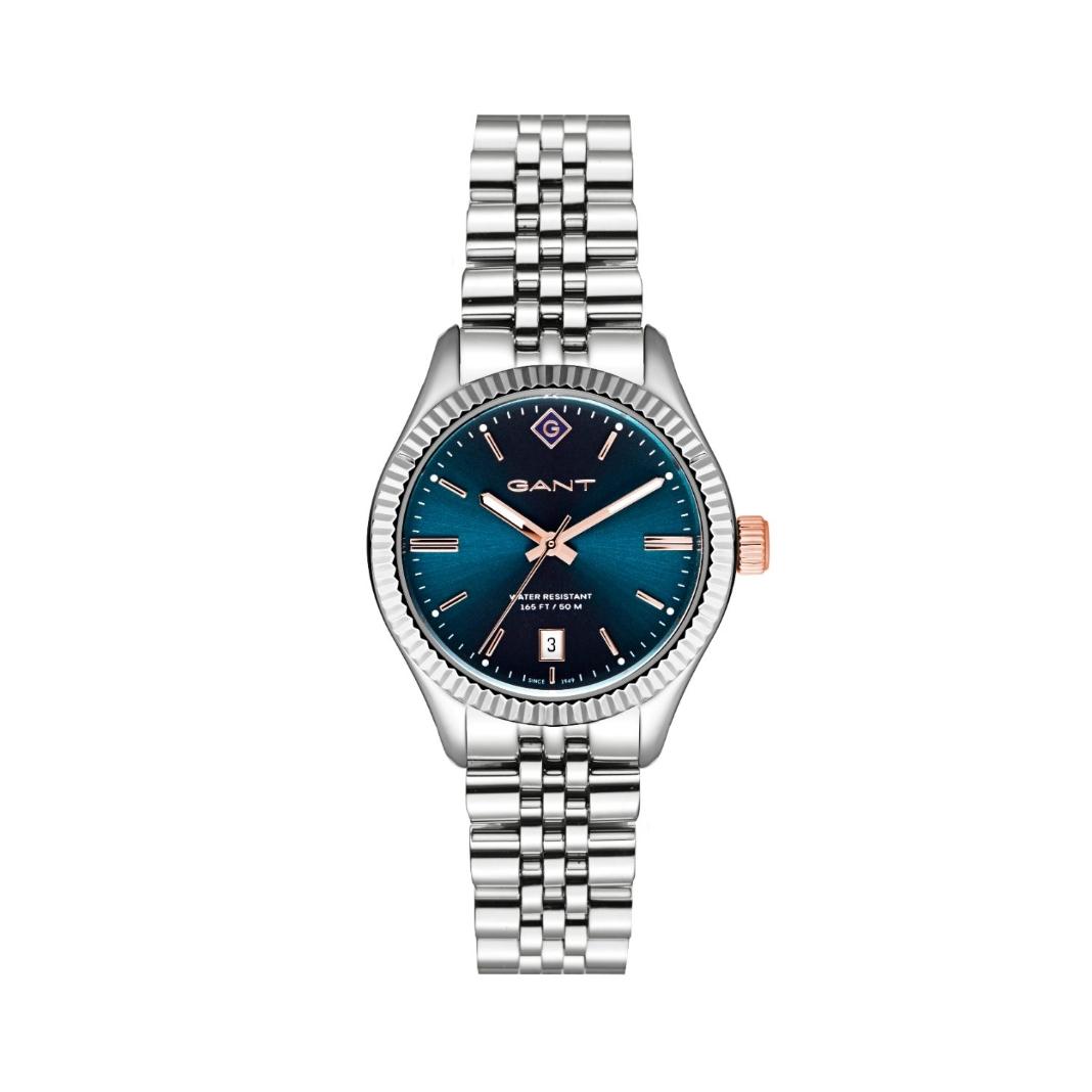 Γυναικείο ρολόι Gant από ανοξείδωτο ατσάλι με μπλε καντράν και μπρασελέ.