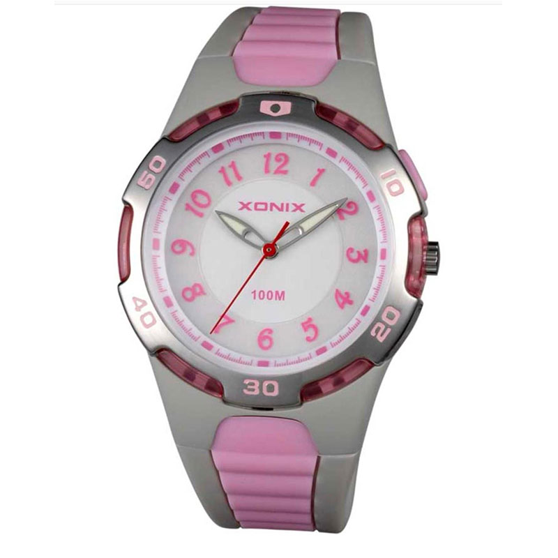Women-Teen Xonix watch with white dial and gray rubber strap RQ-001 ..