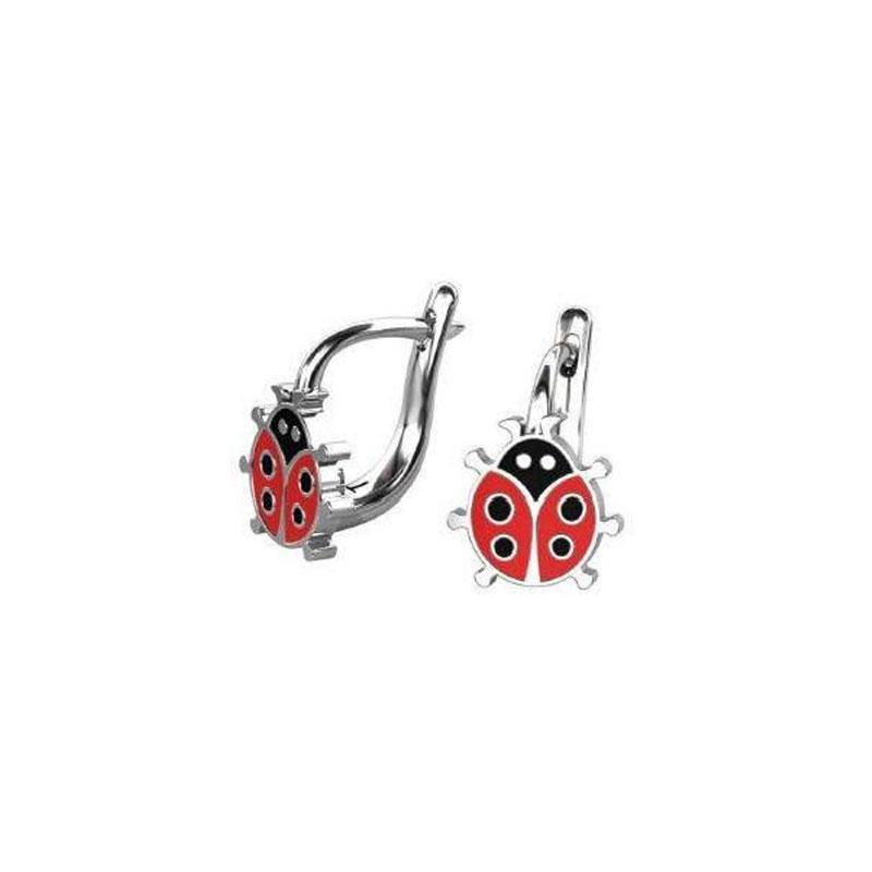 Childrens silver earrings 925 ° in the shape of Marouditses decorated with enamel.