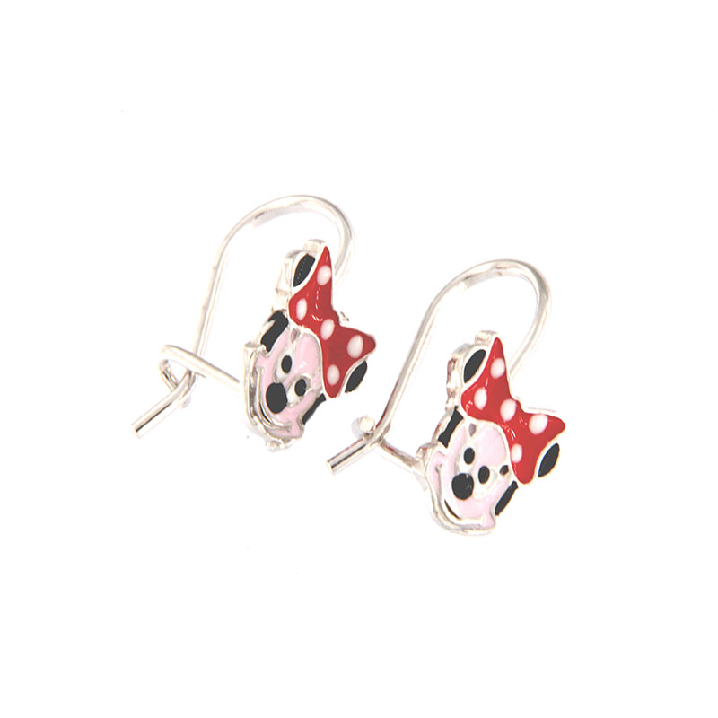 Childrens 925 ° silver earrings with Minnie Mouse decorated with enamel.