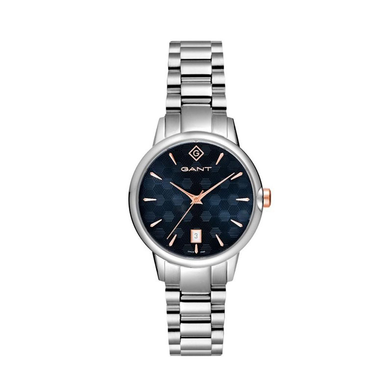 Rutherford GANT womens watch with silver stainless steel bracelet and blue dial dated G169002.