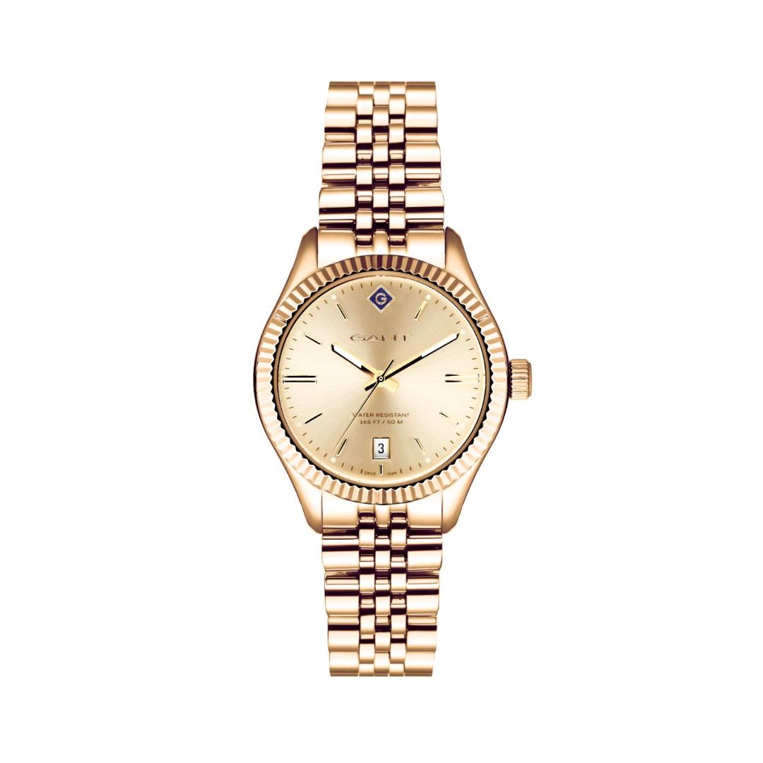 Gant Sussex womens watch with metal safety bracelet in gold color G136015.
