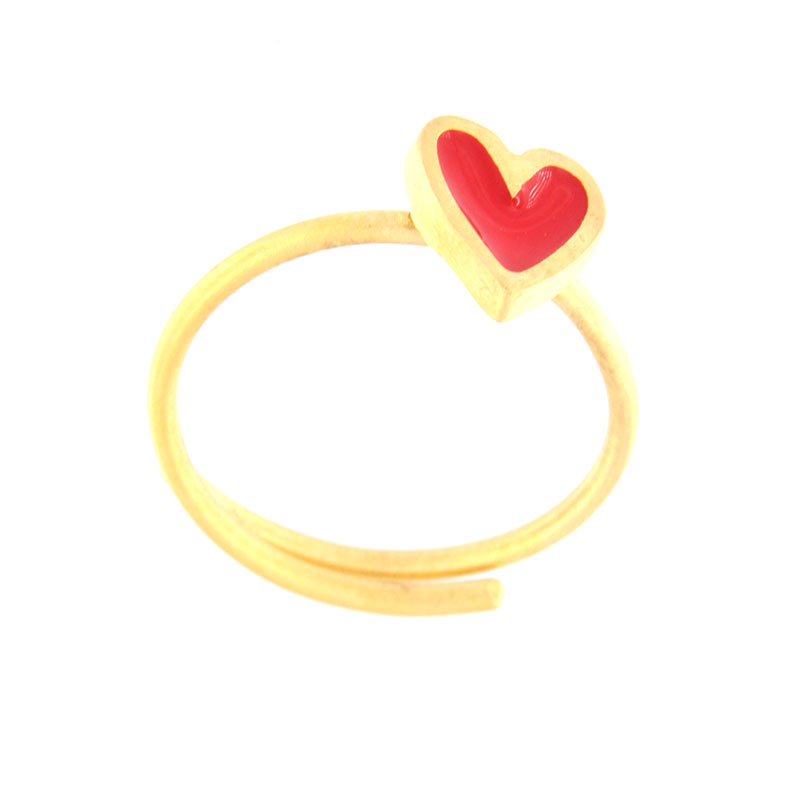 Childrens 925 ° silver ring in the shape of a heart decorated with enamel.