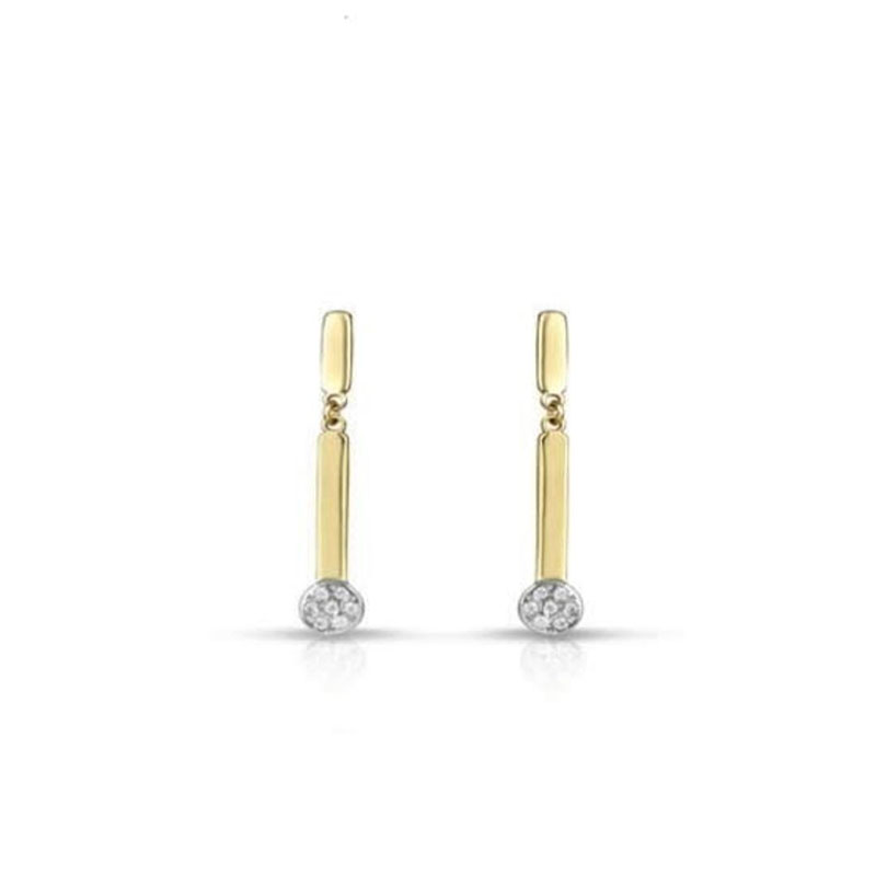 Γυναικεία χρυσά σκουλαρίκια διακοσμημένα με λευκά ζιργκόν Κ9. 