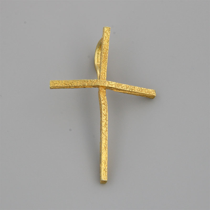 Womens handmade Cross from yellow gold K18 with special engraving processing.