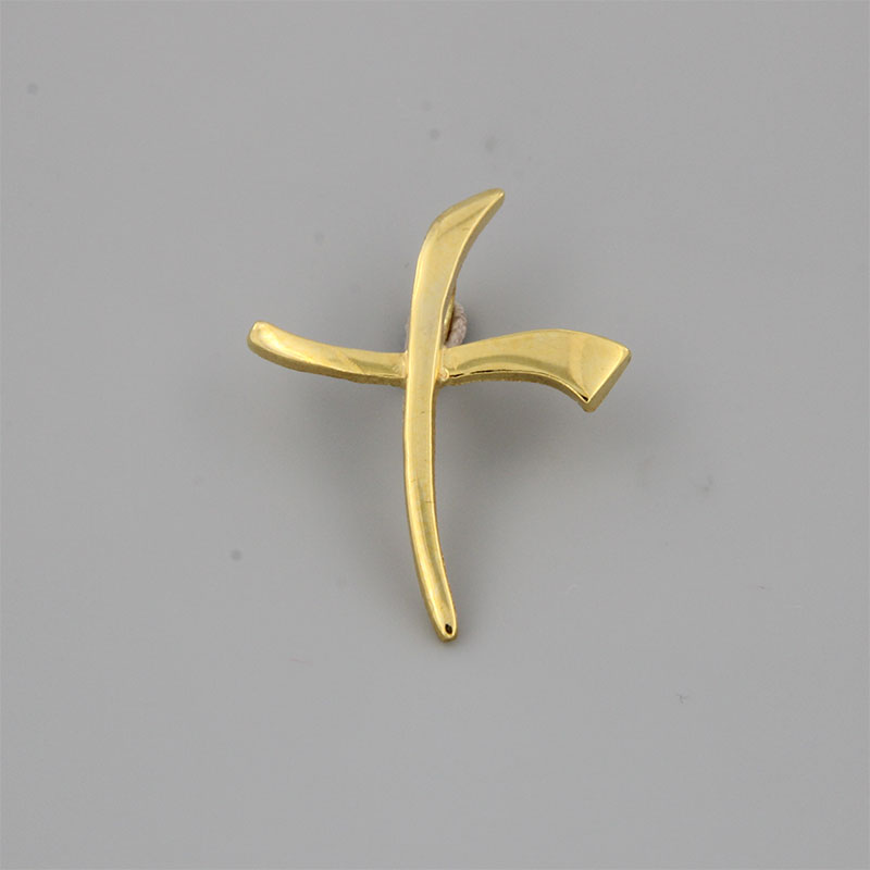 Womens handmade Cross from yellow gold K14 with polished surface and hidden ring.