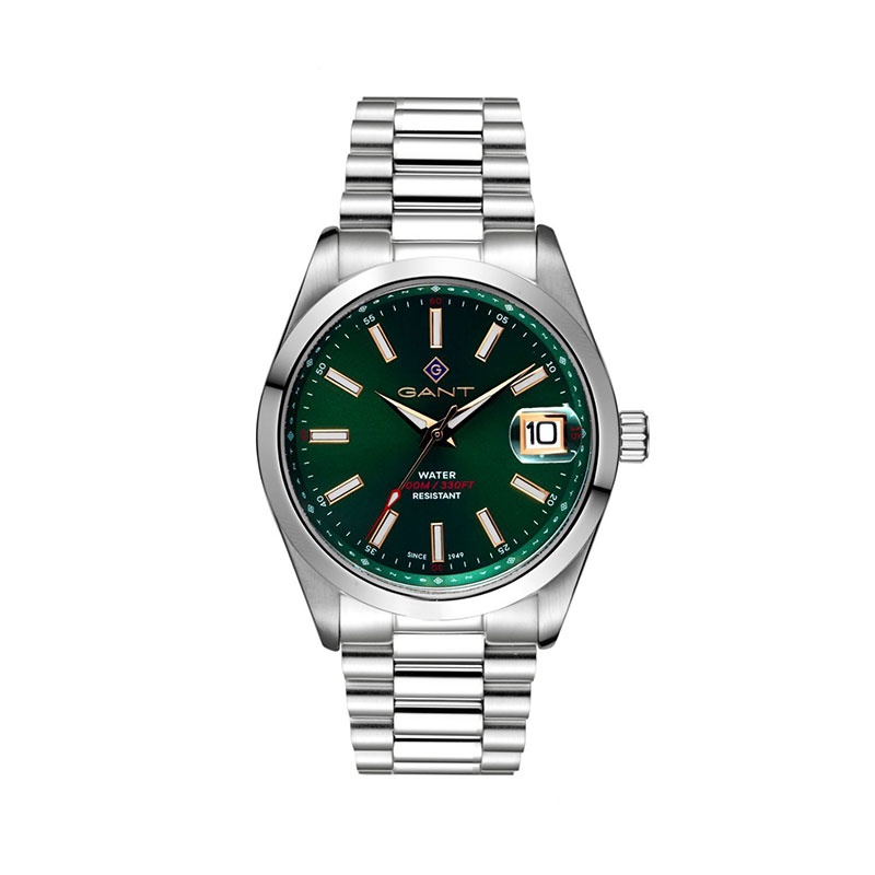 Ανδρικό ρολόι Gant από ανοξείδωτο ατσάλι με πράσινο καντράν και ημερομηνία G161006.