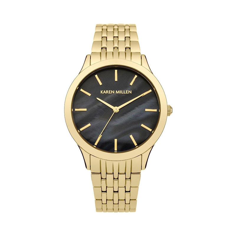 KAREN MILLEN womens watch with gold stainless steel and special black dial KM106BGMA.