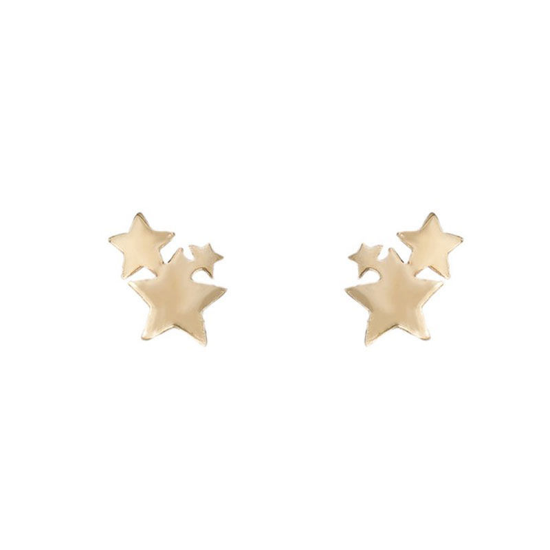 Παιδικά χρυσά σκουλαρίκια Κ9 σε σχήμα αστεράκια.