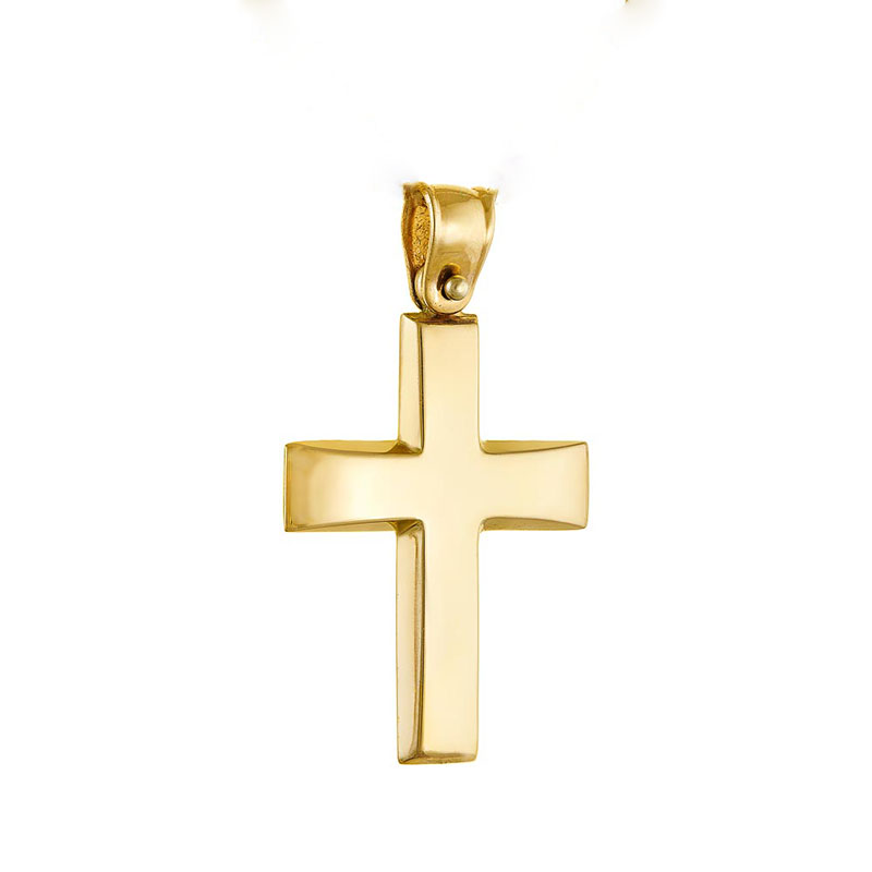 Mens gold Cross K14 with polished surface from the ANORADO workshop.