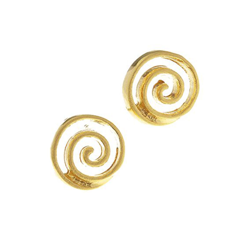 Women Gold Plated Silver Stud Earrings 925 WITH SPIRAL.