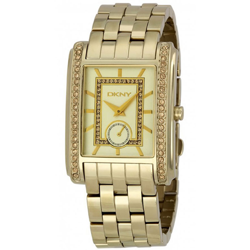 DKNY womens watch with gold bracelet and swarovski crystals NY4394.
