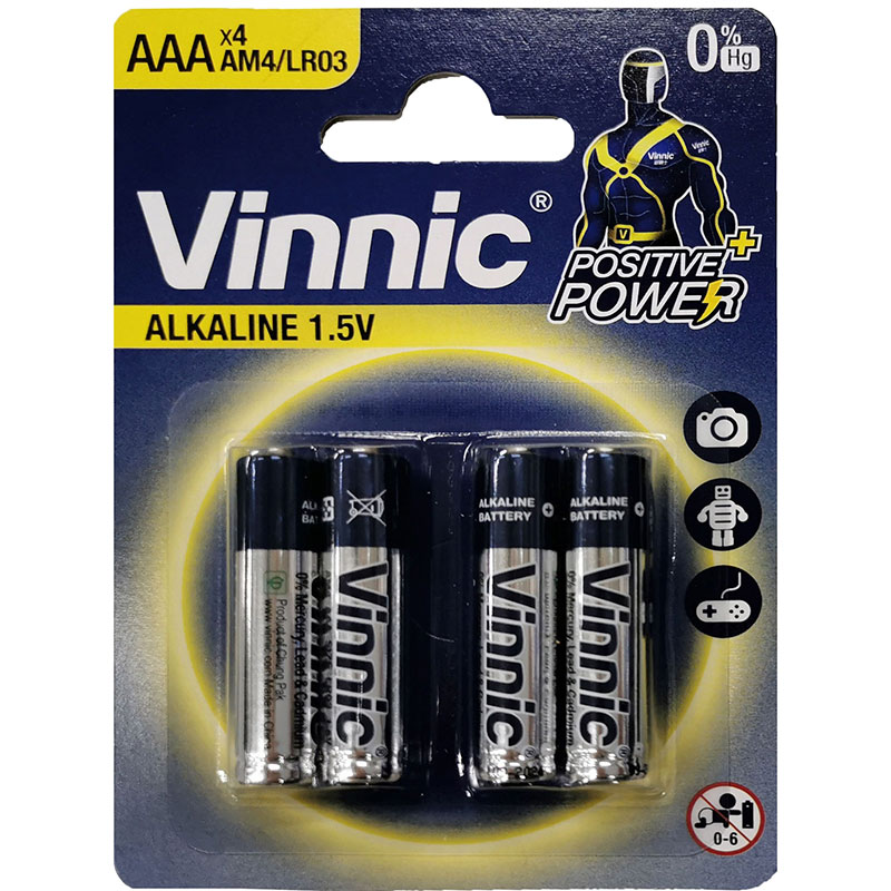 Vinnic Alkaline Batteries AAA 1.5V 4pcs.