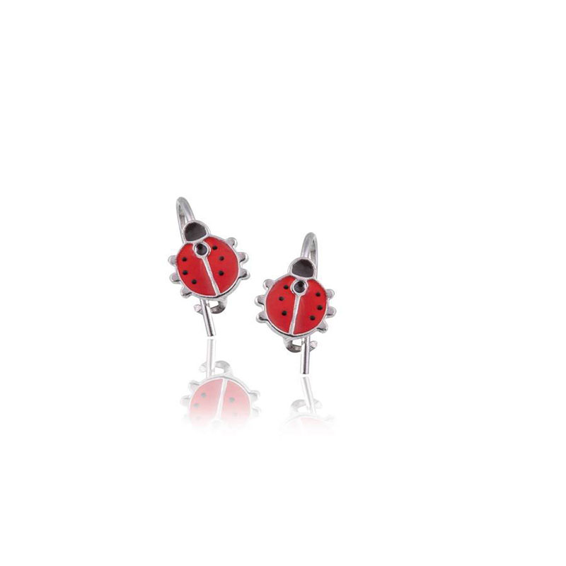 Childrens 925° silver earrings in the shape of Marouditsa decorated with enamel.