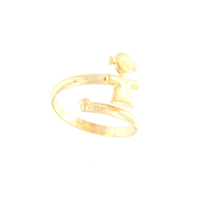 Childrens K14 gold ring in the shape of a girl.