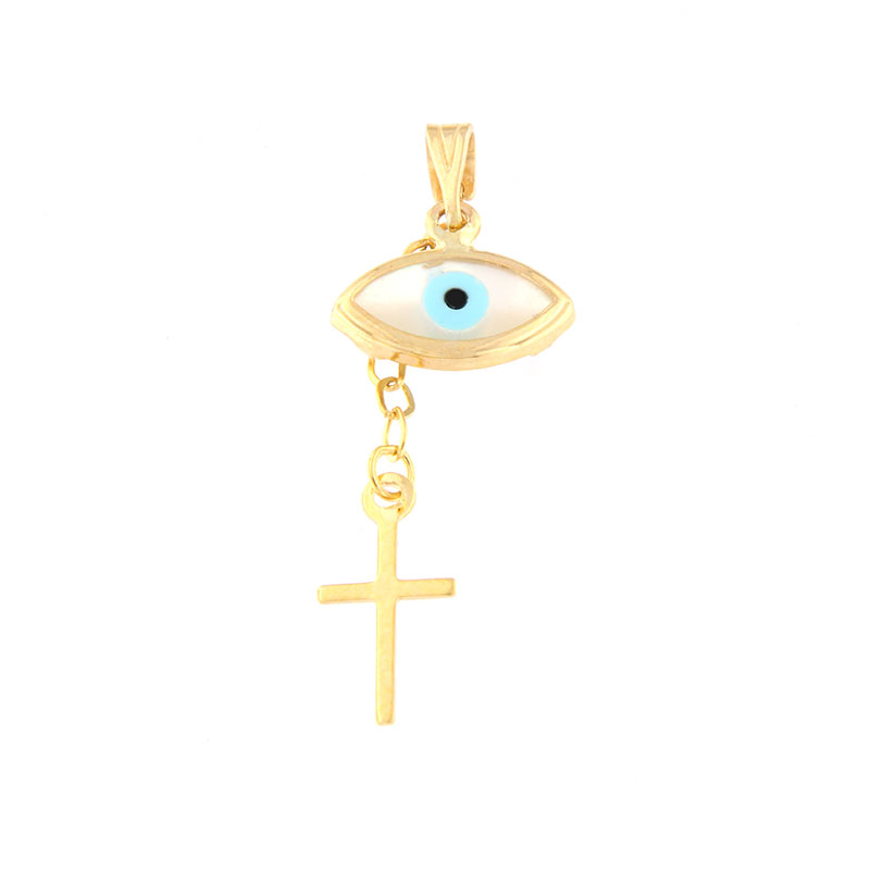 Gold peephole by Fildisi with pendant cross for Boy and Girl K9.