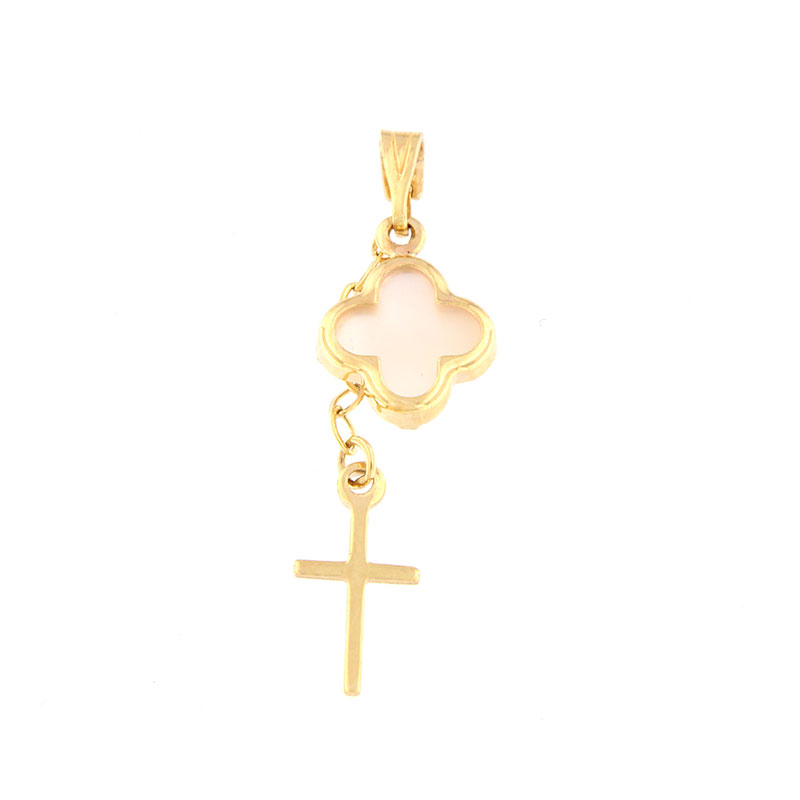 Gold Cross with peephole by Fildisi and pendant cross for Girl K9.