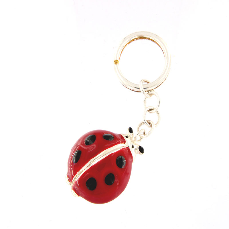Womens key ring made of silver 925 with marouditsa decorated with red and black enamel.