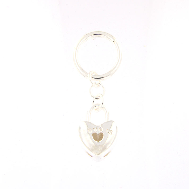 Womens key ring made of silver 925 with heart decorated with LOVE IS.