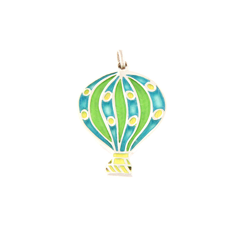 Childrens silver handmade pendant 925 Balloon with enamel.