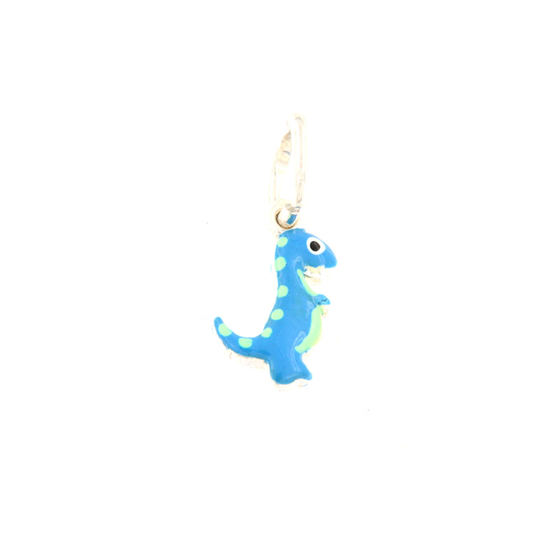 Childrens silver pendant 925 dinosaur with enamel.