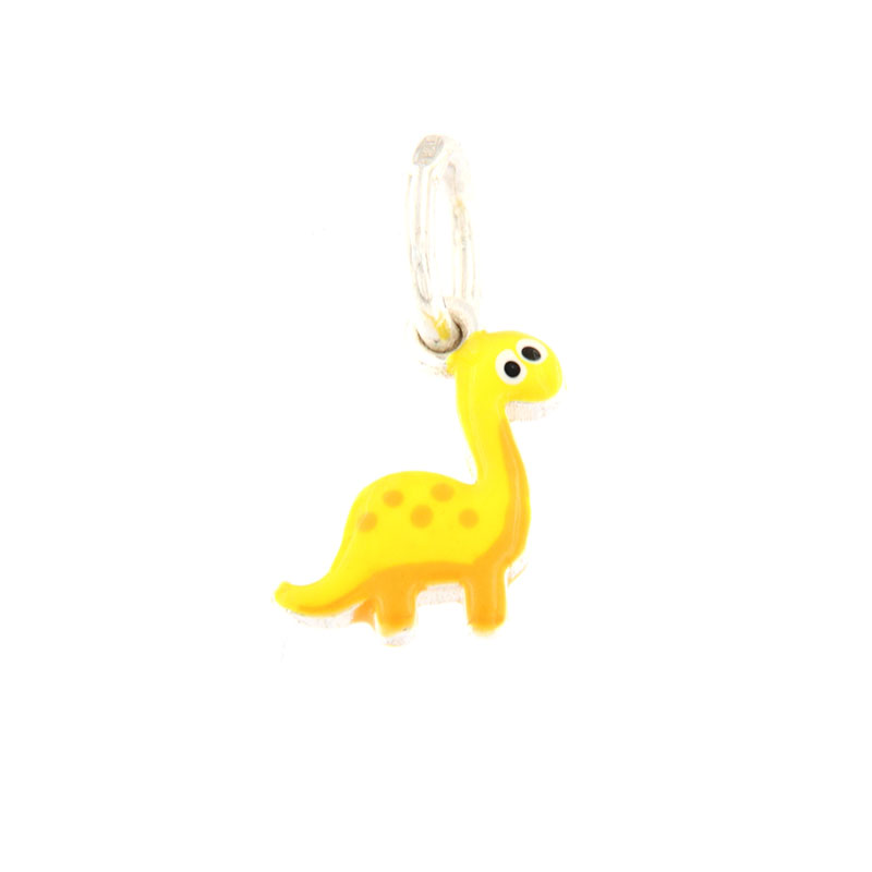 Childrens silver pendant 925 dinosaur with enamel.