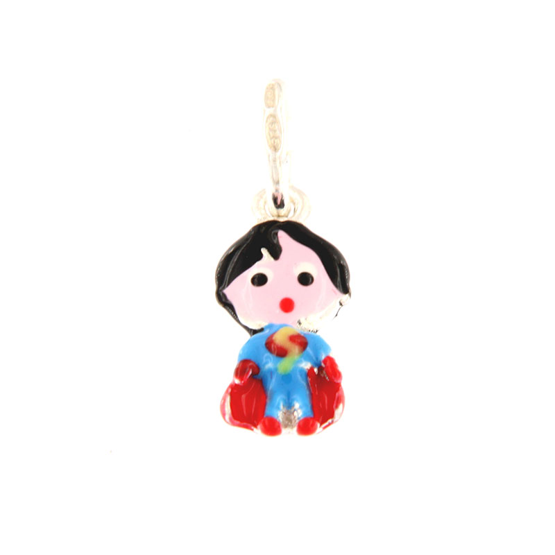 Childrens silver pendant 925 SUPERMAN with enamel. 