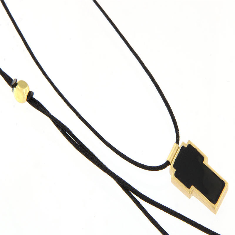 Womens silver gold plated cross 925 decorated with black enamel.