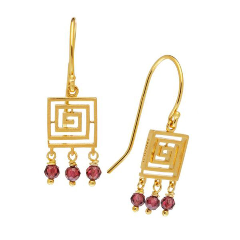 Womens gold plated silver pendant earrings 925 WITH THE LABYRIN of Knossos.