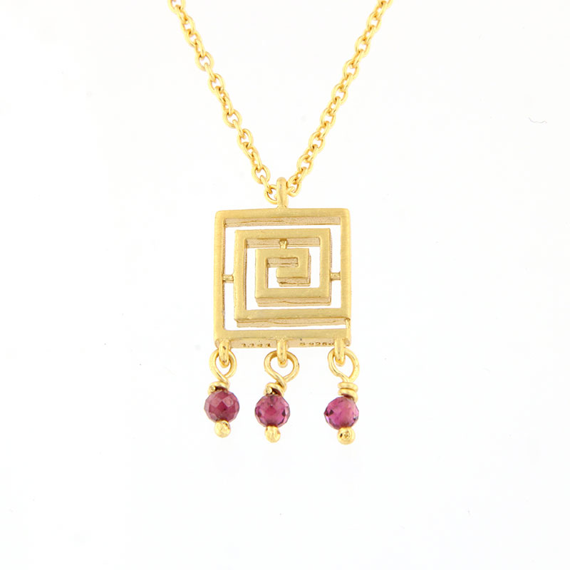 Womens gold plated silver pendant with 925 chain WITH THE LAVY OF KNOSSOSOS.