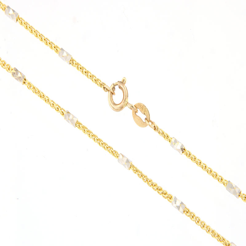  Δίχρωμη Αλυσίδα σπίγγα στρογγυλή μασίφ από κίτρινο & λευκό χρυσό 14 καρατίων 50cm.
