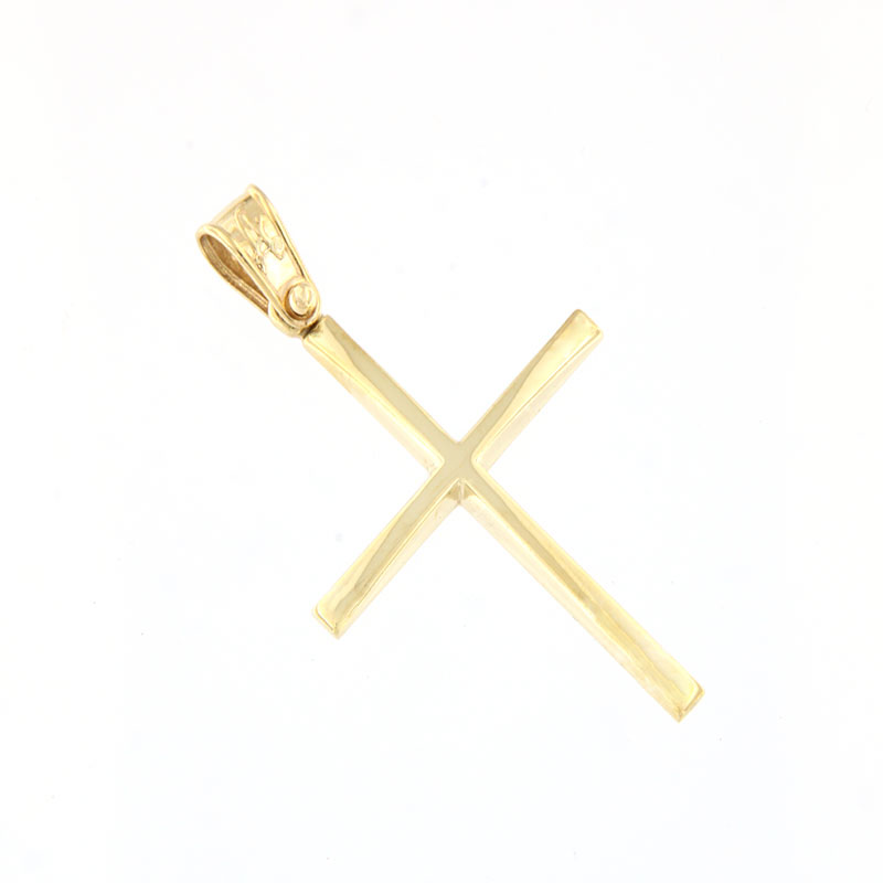 14K Mens Gold Cross with polished surface by ANORADO Laboratory.