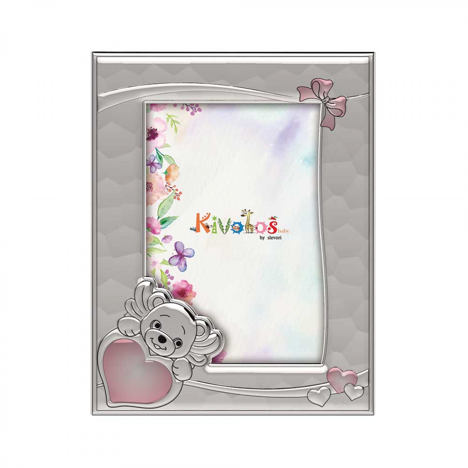 Childrens frame for little girl with teddy bear and hearts 13X18.