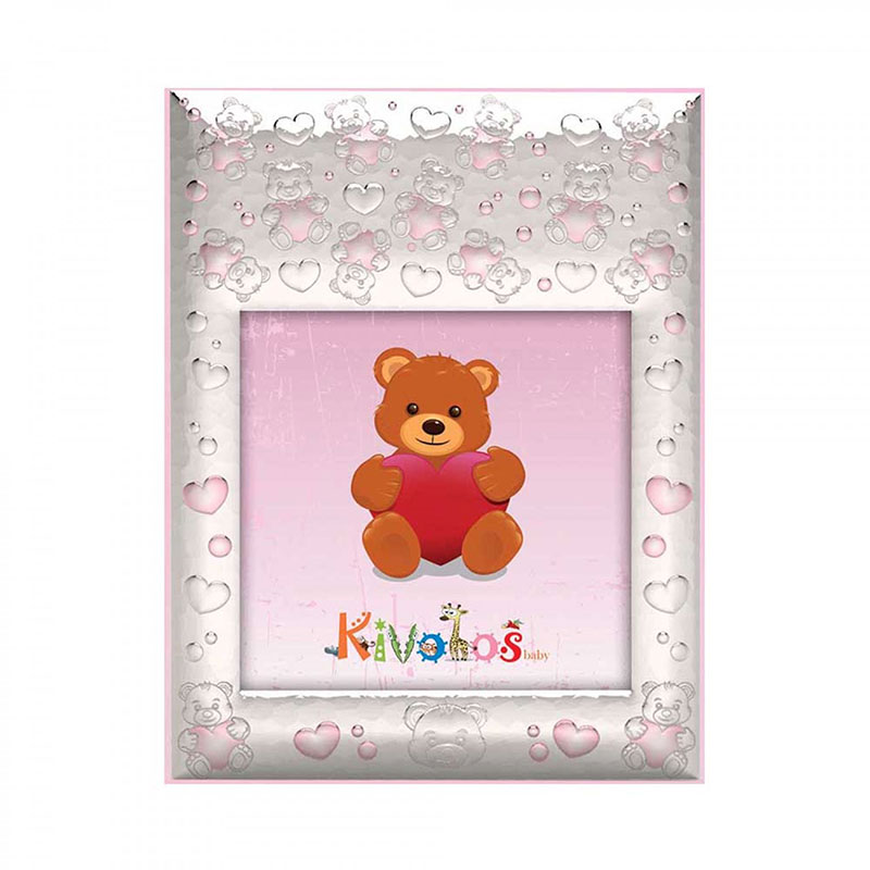 Childrens frame for little girl with teddy bears and hearts 10X10.